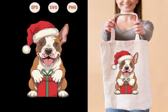 Adorable Christmas Dog with Gift