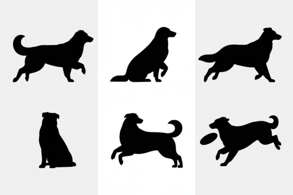 Black Dog in Various Poses