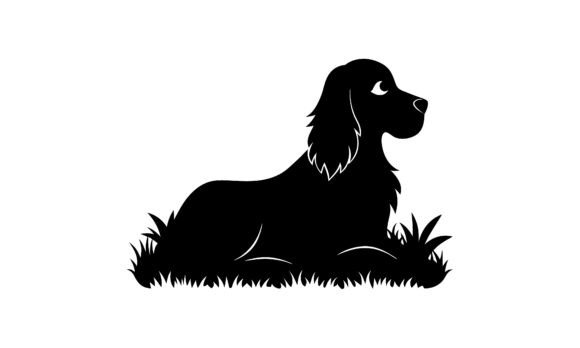 Black Silhouette Dog Resting on Grass
