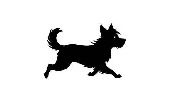 Black Silhouette Dog Running Silhouette