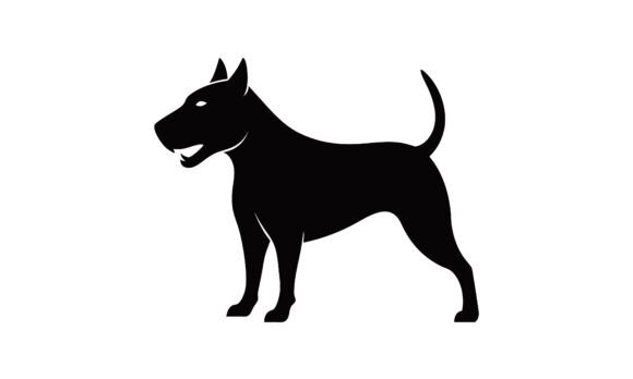 Black Silhouette of a Bull Terrier Dog