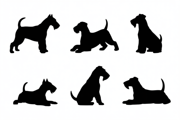 Black Silhouettes of Terrier Dog Poses: A Designer's Review