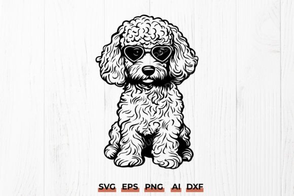 Cool Poodle SVG with Heart Sunglasses