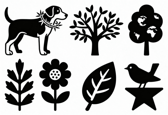 Cute Dog Bird Tree Flower Leaf Earth