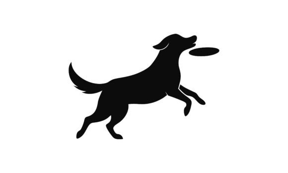 Dog Silhouette Jumping for Frisbee