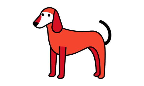 Flat Design Stylized Red Dog: Practical Review for Embroidery