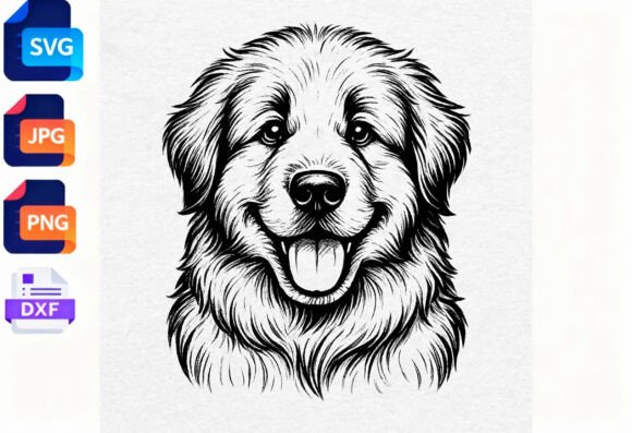 Happy Golden Retriever Dog Face Line – Real Talk for Embroidery Pros