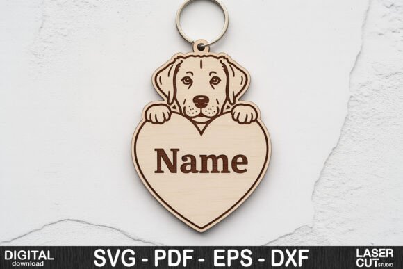 Labrador Dog Heart Keychain SVG