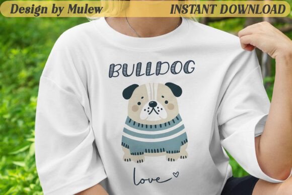 Minimalist Bulldog Dog Sublimation PNG