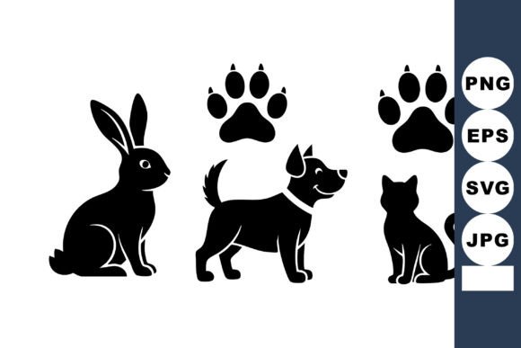 Rabbit Dog Cat Paw Silhouette