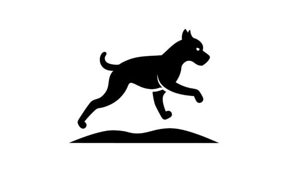 Running Dog Black Silhouette Simple Mini