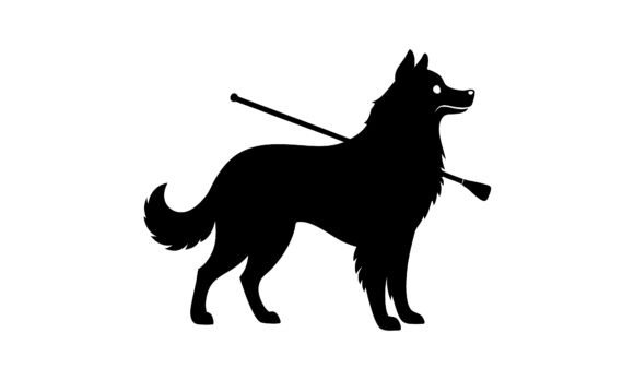 Silhouette of Dog with Riding Crop