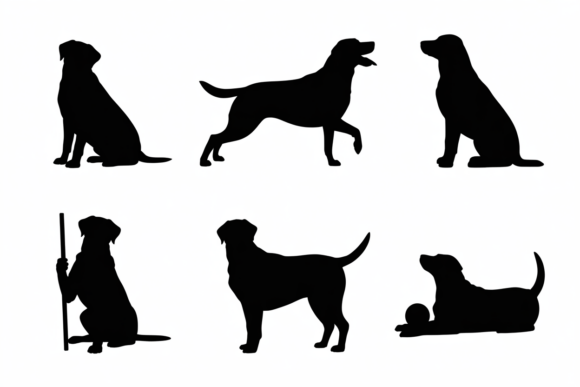 Silhouettes of Dog Various Poses: A Designer's Review