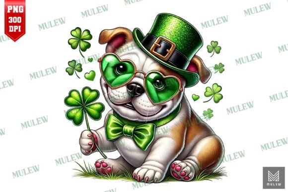 St Patrick's Day Bulldog Dog PNG