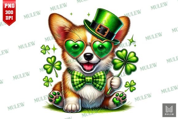 St Patrick's Day Pembroke Corgi Dog PNG