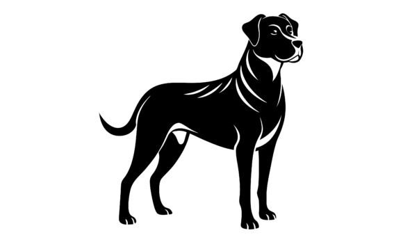 Stylized Black Dog Silhouette on White