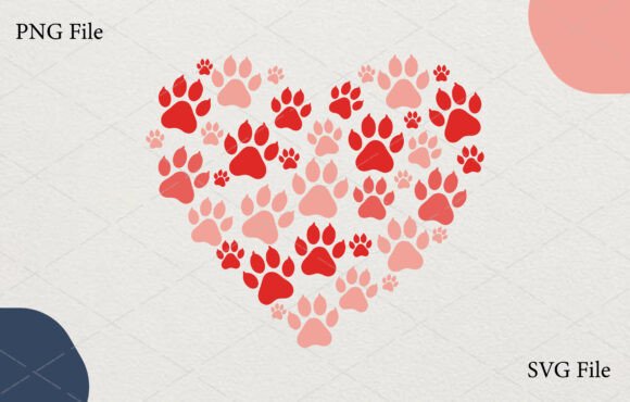 Valentine Paw Print Heart Love SVG PNG