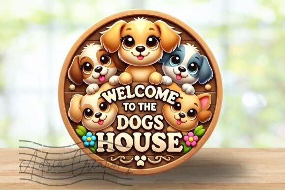 Welcome Dog Round Sublimation Clipart